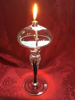 Flawless Exquisite Jozefina Krosno Poland Crystal Clear Purple Oil Candle Lamp