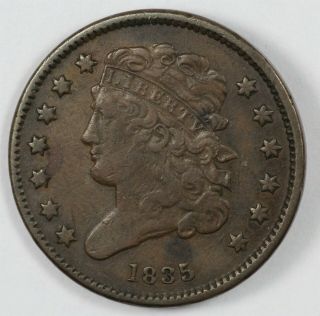 1835 Classic Head Early Us Copper Half Cent 1/2c