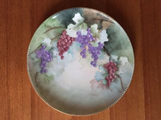 Vintage Haviland Hand Painted China Plate With Grapes,  Gold Rim