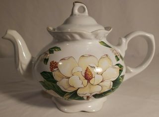 Arthur Wood And Son Staffordshire England 1884 Teapot White Roses