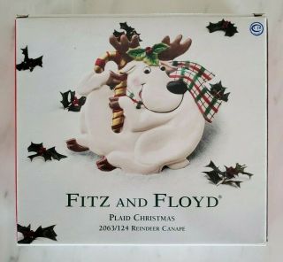 Fitz & Floyd Plaid Christmas 2063/124 Reindeer Canape