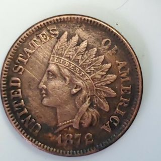 1872 P Indian Head Cent Key Date Low Mintage (bold) N Variety 3 Bronze Cent