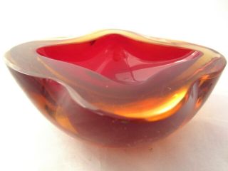Murano Poli Seguso star shaped sommerso geode bowl red & amber 2