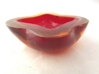 Murano Poli Seguso star shaped sommerso geode bowl red & amber 3