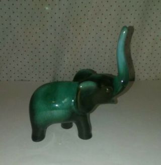 Vintage Blue Mountain Pottery Baby Elephant W/raised Trunk Figurine