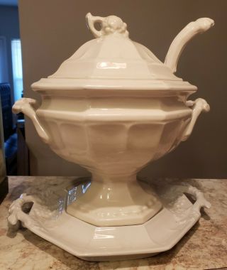 Vintage Red Cliff Ironstone Soup Tureen Punch Bowl With Grape Motif