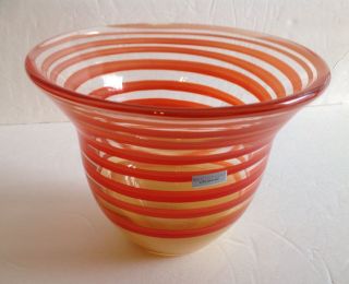 Waterford Evolution Red & Amber 8 " Swirl Bowl / Ice Bucket Msrp $265 Nib Tags