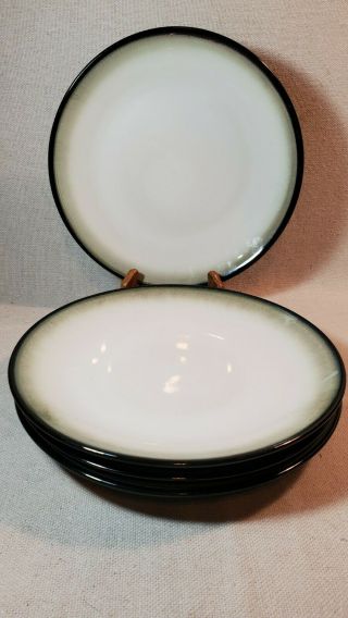 Set Of 4 Sango Nova Black Rimmed Dinner Plates Style 4932 11” Diameter