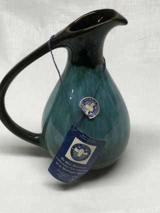 Authentic Blue Mountain Pottery Aqua Green Brown Drip Glaze Small 7.  5” Pitcher