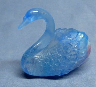 Vintage Daum France Pate De Verre Blue Crystal Swan Figurine