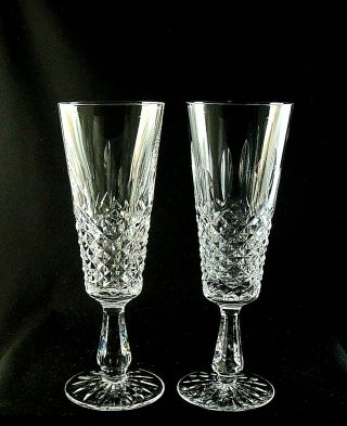 Kenmare By Waterford Crystal Fluted Champagne Glasses 8 " Set Of 2 Old Font