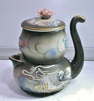 Vintage Dragonware / Moriage Small Tea Pot With Lid & Cup - Different Handle