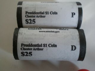2012 P&d 2 Roll Set Chester Arthur (50 Presidential $1.  Coins)