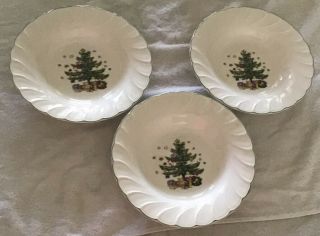 Nikko Happy Holidays Set Of 3 Large Rim Soup Bowls 9 1/4 "