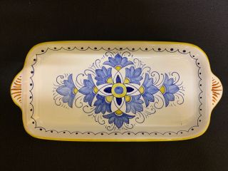 Dipinto A Mano Deruta Italy - Small Serving/trinket Dish Floral Blue & Yellow