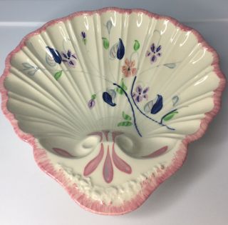 Blue Ridge Southern Potteries 9” Shell Plate Trinket Candy Dish Hand Painted