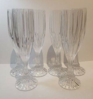 Mikasa Crystal Park Lane Champagne Flutes - Set / 6 Stem Goblet Glass -