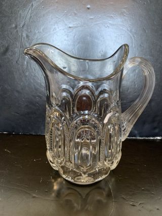 Vintage Large L.  E.  Smith Clear Glass Moon & Stars Pitcher 10”