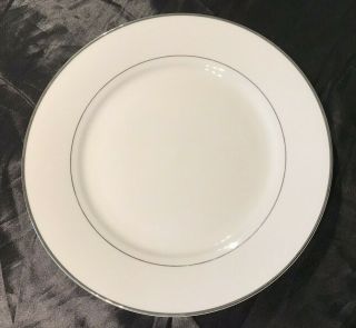 INTERNATIONAL SILVER FINE CHINA ISC3 SET OF 4 DINNER PLATES WHITE PLAT TRIM VGUC 3