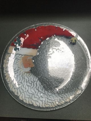 PEGGY CARR Fused Glass CHRISTMAS CRESCENT MOON SANTA 14 