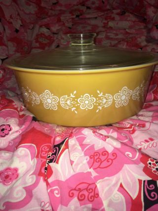 Pyrex 664 Large Big Bertha Butterfly Gold 4 QT Casserole with glass Lid 3