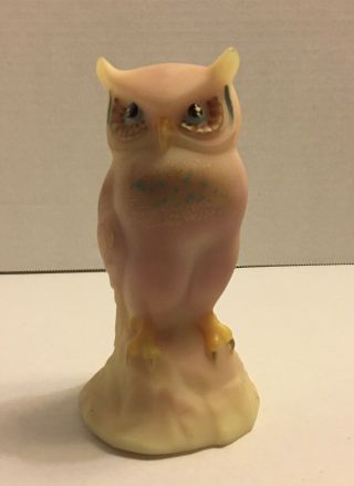 Fenton Glass Burmese Owl Limited Edition 435 Of 750 Hand Painted By D.  Fredrick