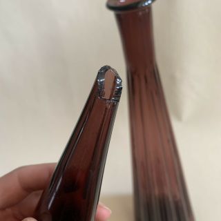 28” Purple Amethyst Colony Empoli Glass Decanter Genie Bottle Vase Italy MCM 3