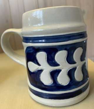 Colonial Williamsburg Pottery Salt Glazed Stoneware 16 Oz.  Mug/stein - Leaf Design