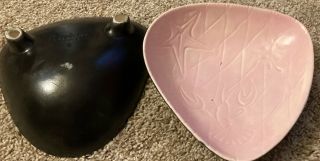 Vintage Mid Century Modern Pink Roselane Pottery Lobster Pair Dishes