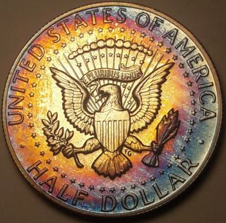 1970 - S Kennedy Half Dollar Silver Proof Gem Toned Unc Bu Color Stunning (dr)