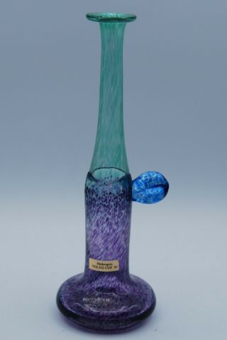 Kosta Boda Bertil Vallien.  Bottle/vase " Windpipe " In Purple And Green.  Signed.