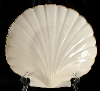 Lenox China Caribbean Scalloped Shell Shaped Server Hand Decorated With 24k Gold