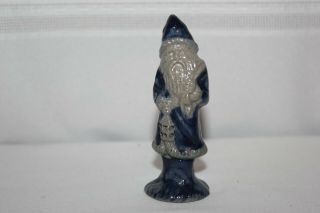 Vintage Rowe Pottery Blue Salt Glaze Belsnickle Santa Claus Figurine 3 1/2
