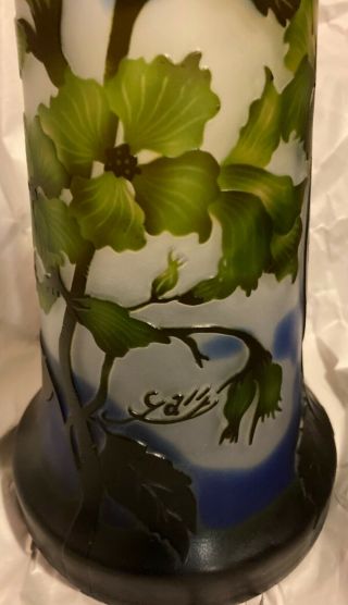 Large Old French Galle Signed Multicolor Cameo Glass Vase