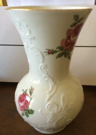 Vintage Royal Porzellan Bavaria Kpm Vase Germany Hand Painted Roses Gold Trim