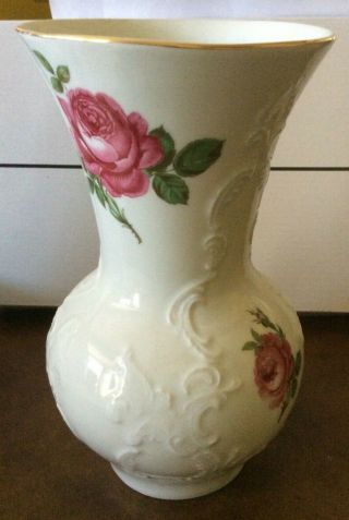 Vintage Royal Porzellan Bavaria KPM Vase Germany Hand painted Roses Gold Trim 2