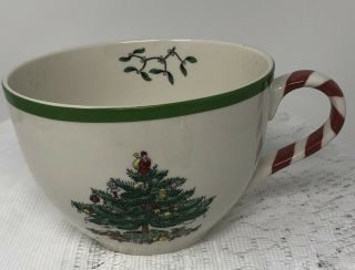 Spode Christmas Tree Hand Painted Jumbo X - Large Cup Mug Peppermint Handle Green