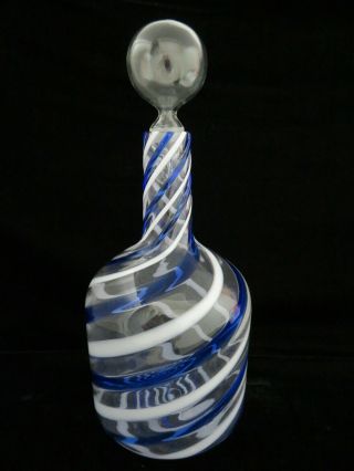 Mid Century Fratelli Toso " A Canne " Venetian Murano Italy Swirl Glass Decanter