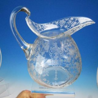 Cambridge Glass - Rosepoint Rose Point Pattern - Water Pitcher - 8 Inches