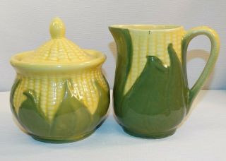 Vintage Shawnee Pottery Corn King Creamer & Sugar Bowl Set 70 & 78 Usa