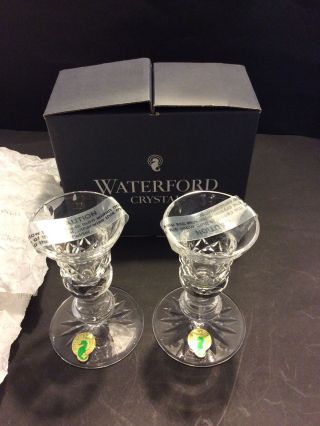 Waterford Crystal Lismore 4” Candlestick Holders Set Of 2