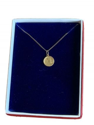 1989 George H Bush Gold Inaugural Miniature 24kt Gold Medal On 14k Chain 1 Gram