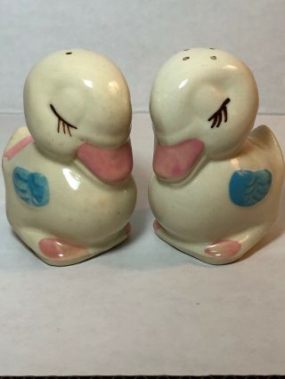 Vintage Single Shawnee Pottery Duck Pepper Shaker With Paper Label