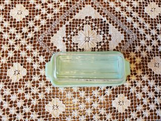 Vintage Fire King Jadeite Butter Dish With Clear Lid 2