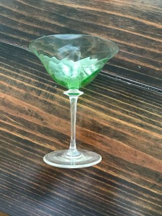 Garda Green Swivel Optic Champaign/sherbet Glasses By F.  Schmidt Theresienthal