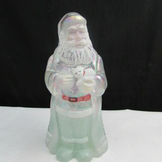 Fenton Woodland Frost Hand Painted Santa With Cat 2000 A4