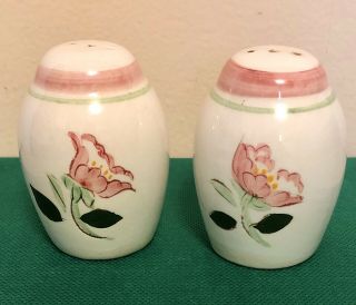 1955 Vtg.  Stangl Pottery Wild Rose Salt And Pepper Shakers Orig Stoppers