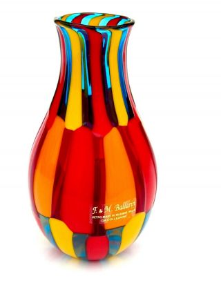 Signed Murano Ballarin Art Glass Pezzato Mazzega Squares Studio Vase