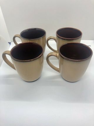 Set Of 4 Sango Nova Brown 4933 Coffee/tea Mugs 4 " -