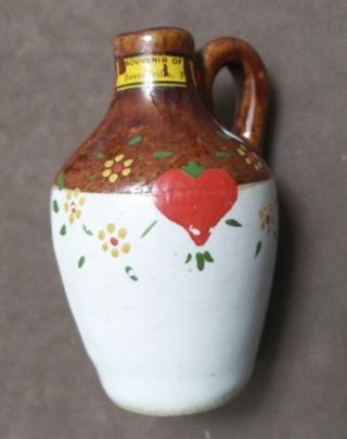 3 - 1/2 " Old Small Mini Stoneware Crock Jug Souvenir Hand Painted Besserville Pa